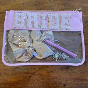 Clear Pouch with Fuzzy Patch Letters ‘Bride’ Wedding Cosmetics -Bag ONLY